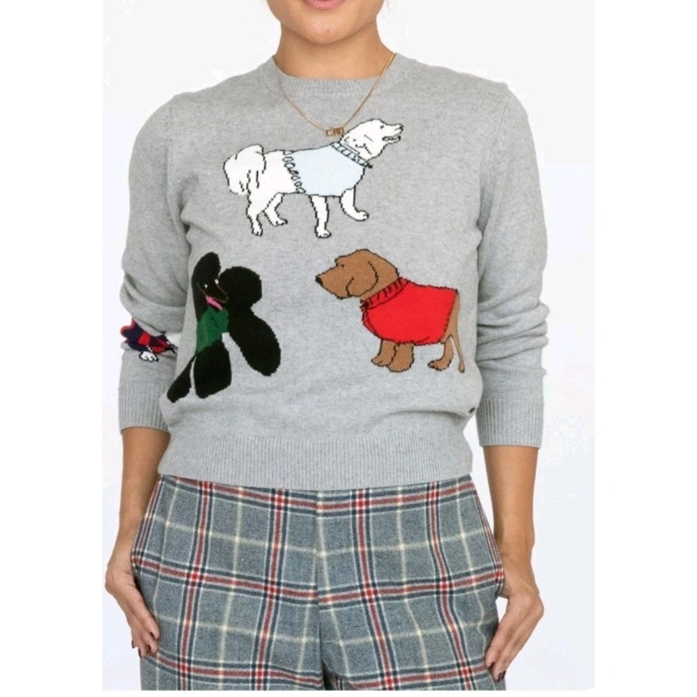 NEW! Clare V Cotton & Cashmere Dog Sweater Women's L $395